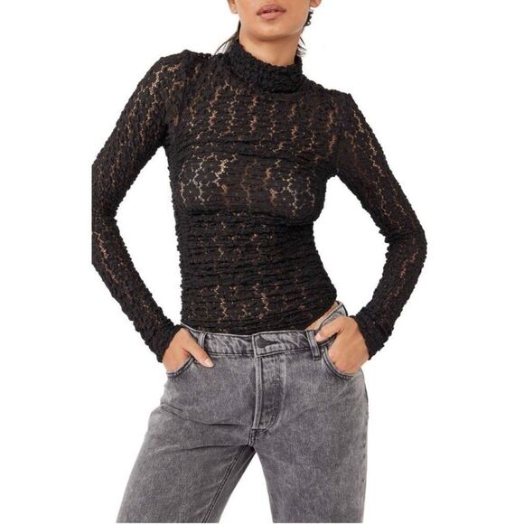 Free People NWT Intimately Free Lace Day and Night Bodysuit Black - Picture 3 of 3